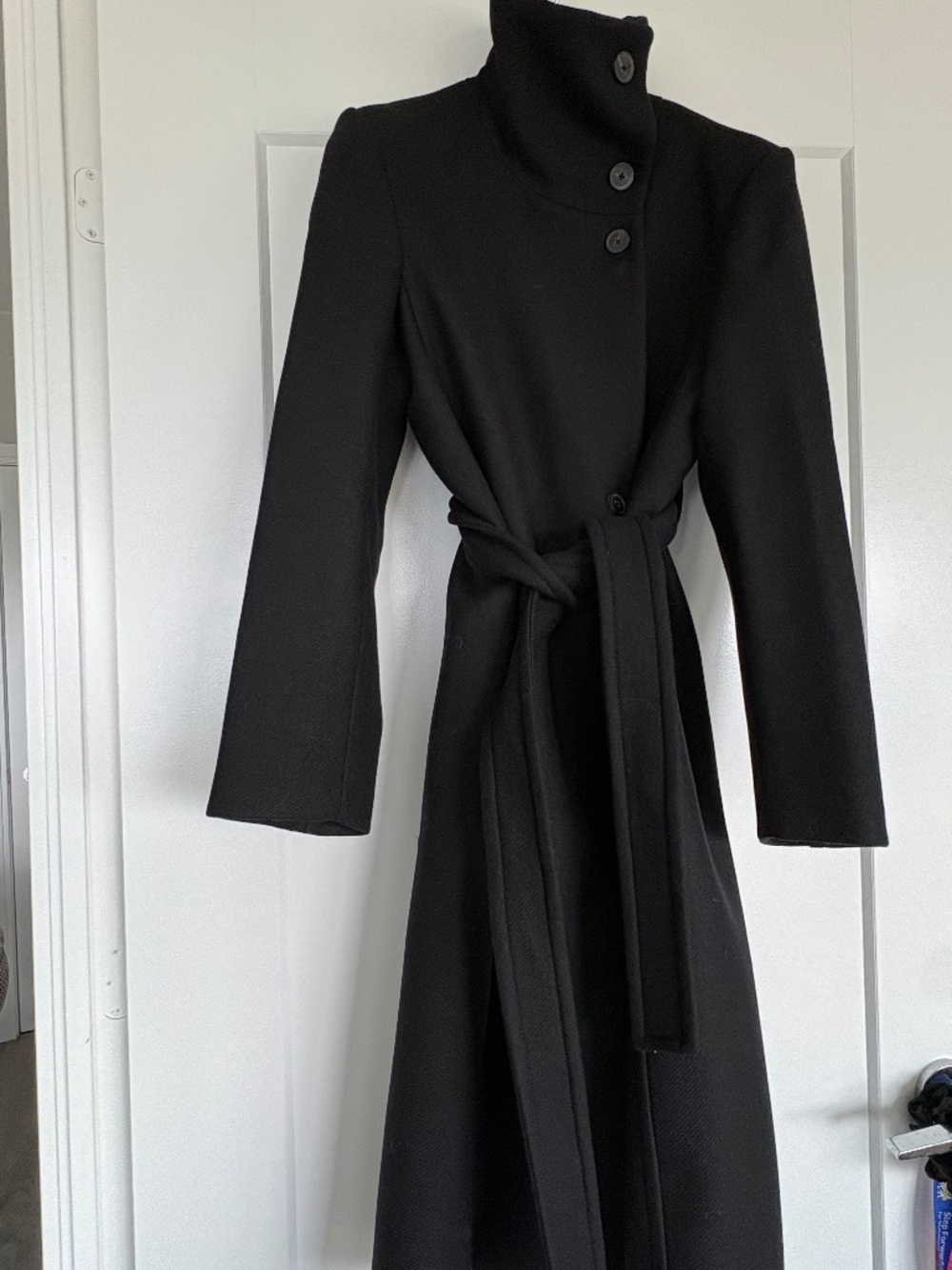 MANGO Monteco Funnel Wool Coat w/ Belt